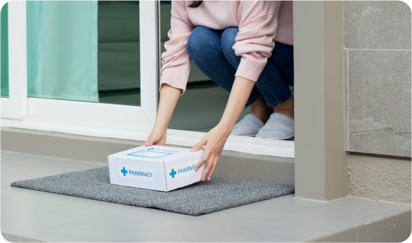 Package being delivered to a doorstep