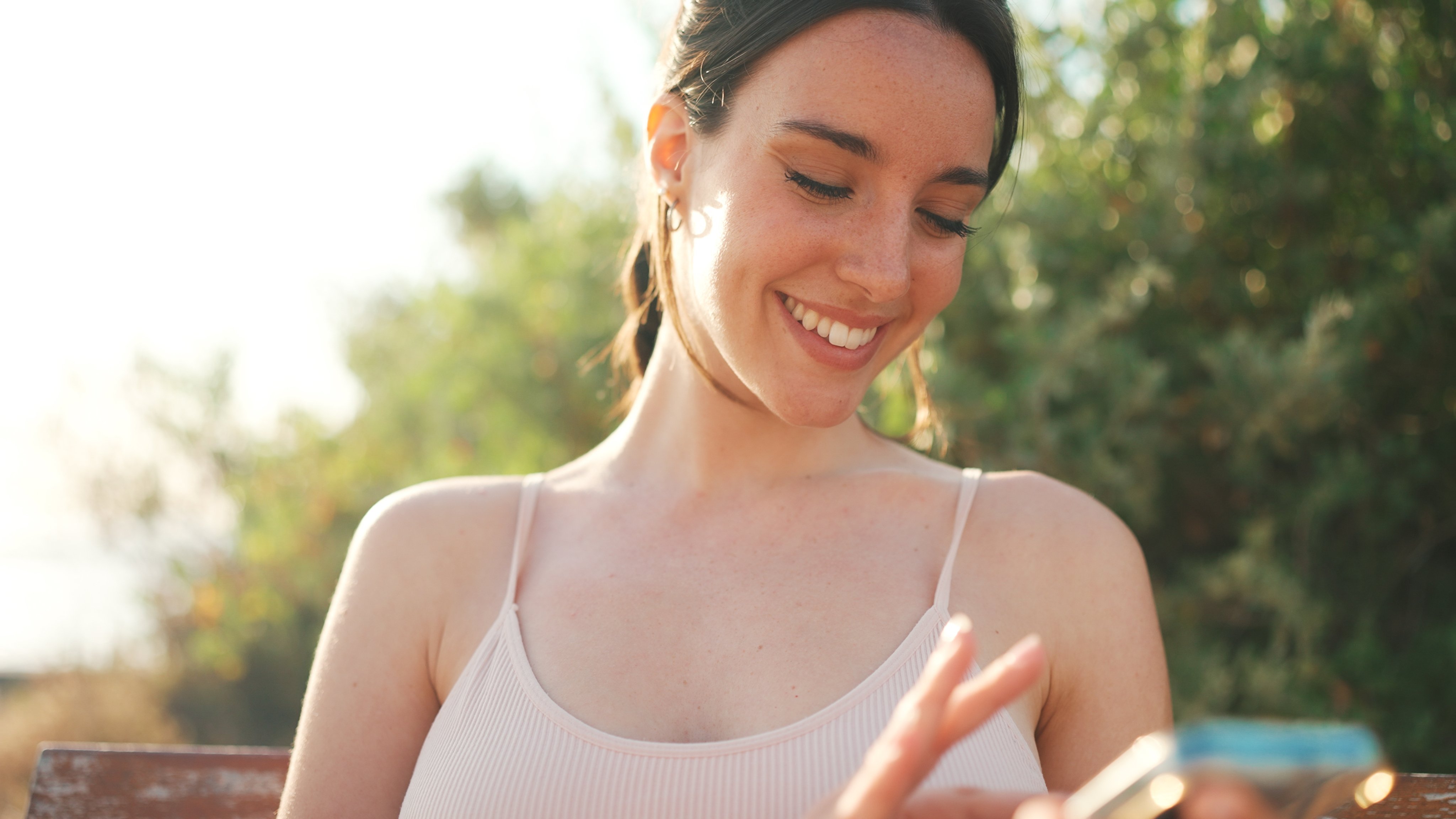 Smiling woman outdoors